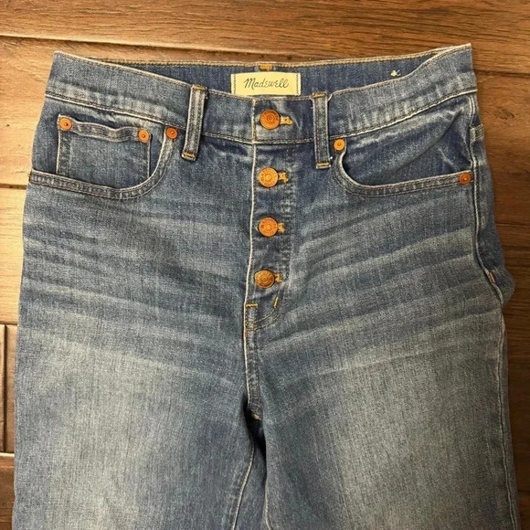 Madewell Slim Wide Leg Crop Button Fly Jeans - Size 27 - Picture 6 of 12